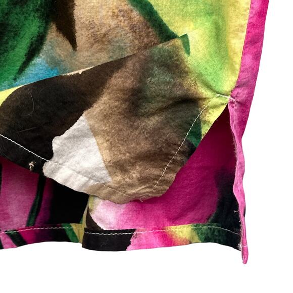 Dana Buchman Top M Watercolor Floral Bold Button Down Resort Travel Boho Beachy - Picture 9 of 15